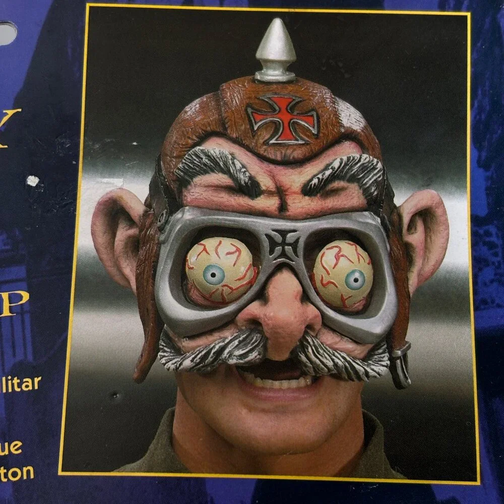Crazy Ace Google Eyed Flight Helmet Vinyl Cap Mask Fright Asylum NWT NOS VTG
